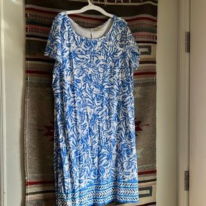 Lily Pulitzer T-shirt dress, blue and white, XL